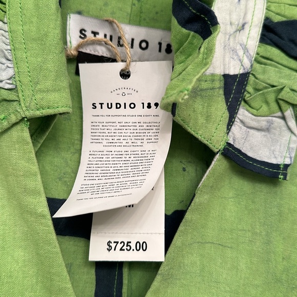 Studio 189 | Green Geo Cotton Ruffle Tiered Long Dress - Picture 10 of 11